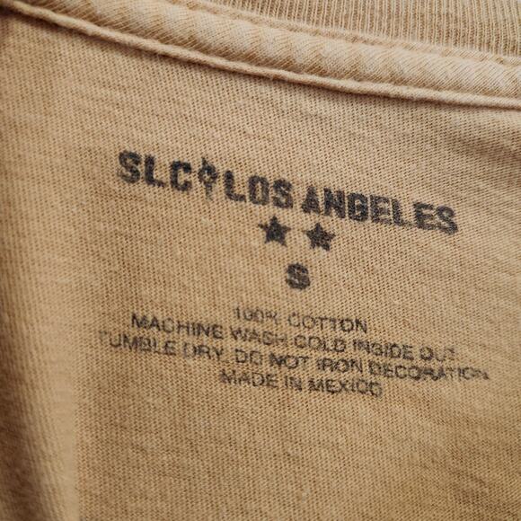 SLC Los Angeles Long Sleeve T-Shirt Crew Neck Japanese Tiger Print Tan Sz Small - Picture 7 of 7